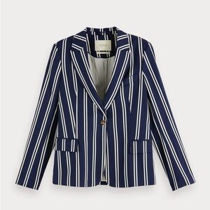 NWT SCOTCH & SODA Striped Stretch Blazer Size M in Navy Stripe